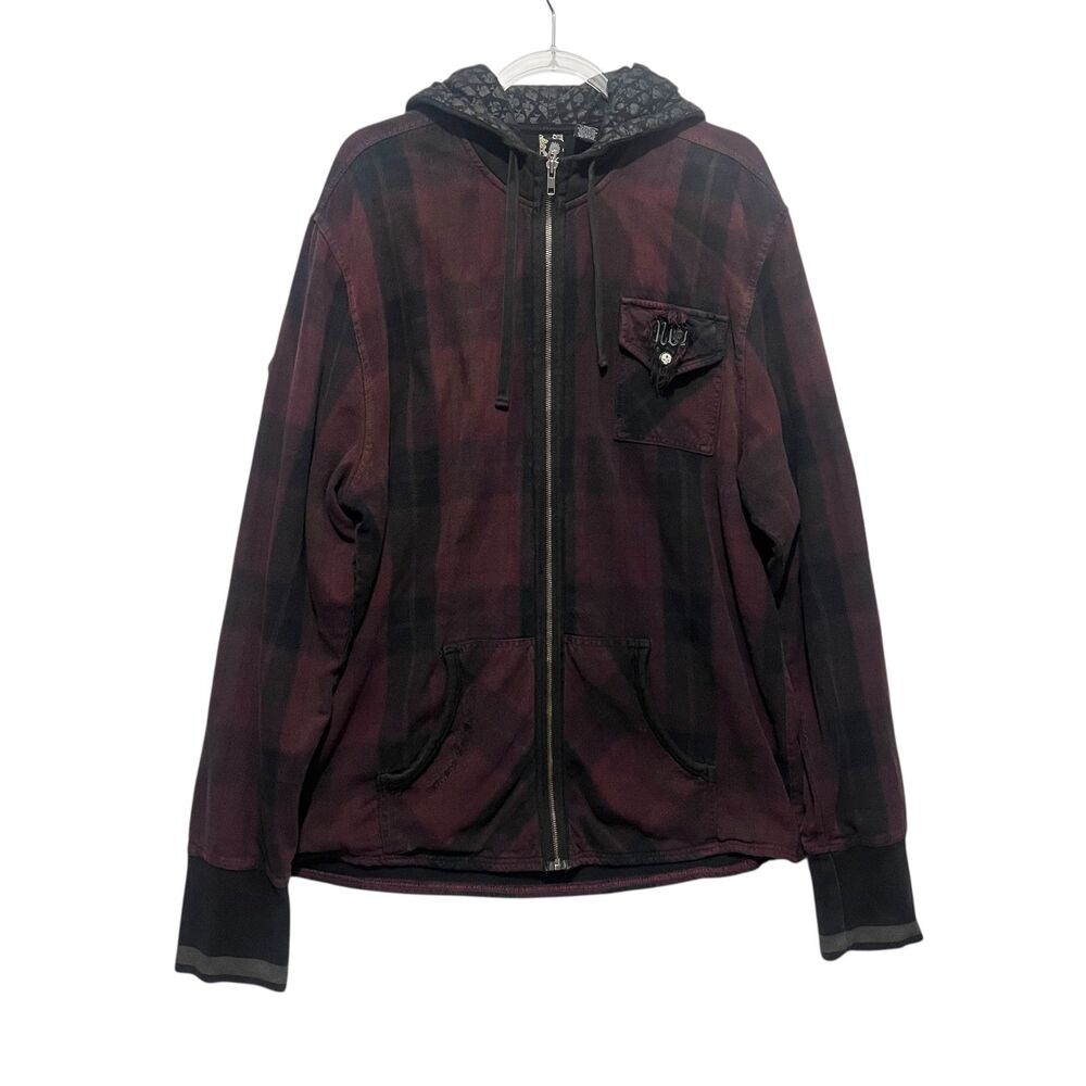 MCD More Core Division Vintage Y2K Grunge Skater Punk Plaid Hoodie Mens XL